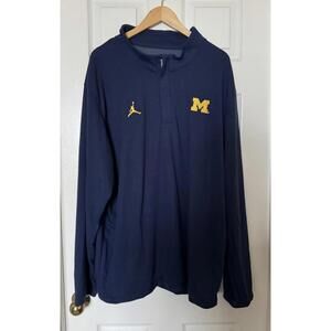 Jordan Dri-FIT Men’s 3XL Michigan Wolverines Football Blue Half-Zip Sweater NEW